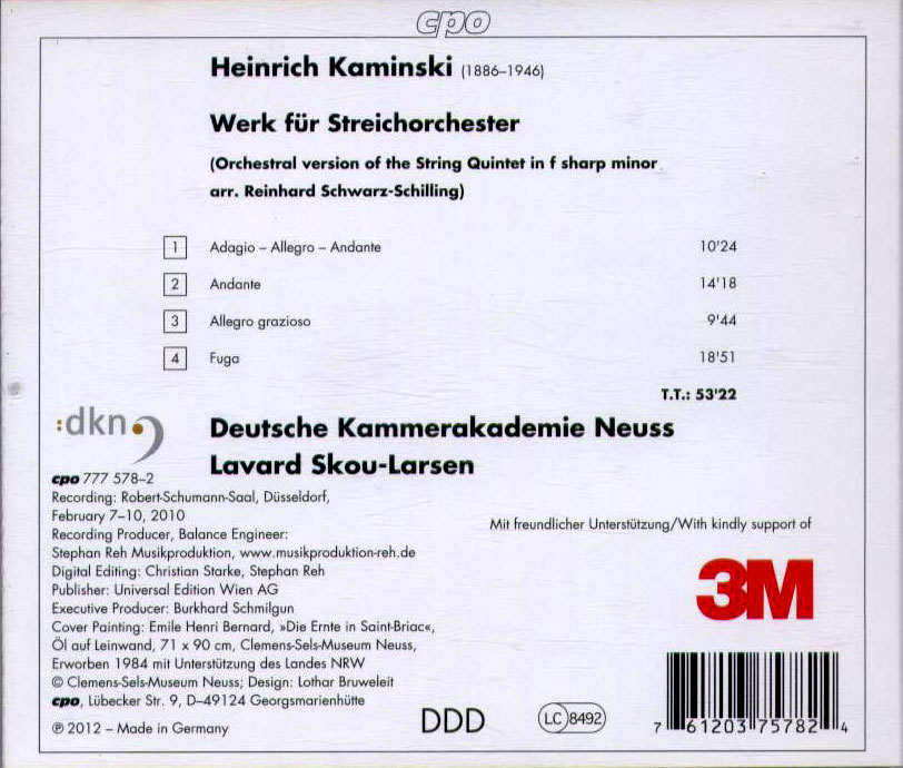 Heinrich Kaminsky: Works for String Orchestra