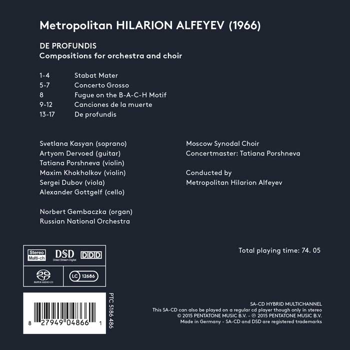Metropolian Hilarion Alfeyev: De Profundis - Compositions for orchestra & choir / Russian Nat'l Orchestra; Moscow Synodal Choir; Alfeyev back cover